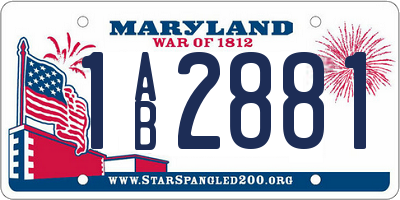 MD license plate 1AB2881