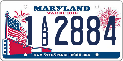 MD license plate 1AB2884