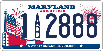 MD license plate 1AB2888