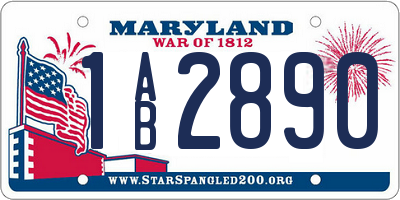 MD license plate 1AB2890