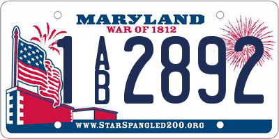 MD license plate 1AB2892