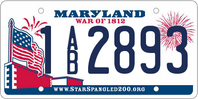 MD license plate 1AB2893