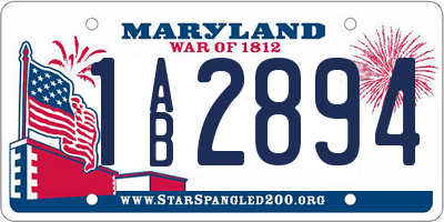 MD license plate 1AB2894