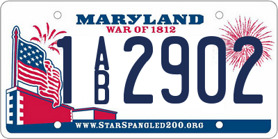 MD license plate 1AB2902