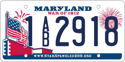 MD license plate 1AB2918
