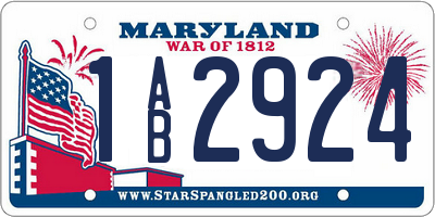 MD license plate 1AB2924