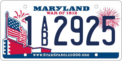 MD license plate 1AB2925