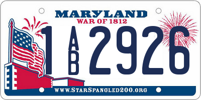MD license plate 1AB2926
