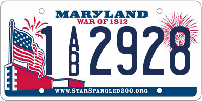 MD license plate 1AB2928