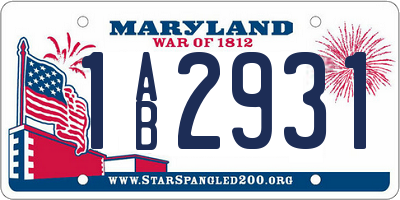 MD license plate 1AB2931