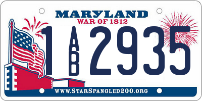 MD license plate 1AB2935
