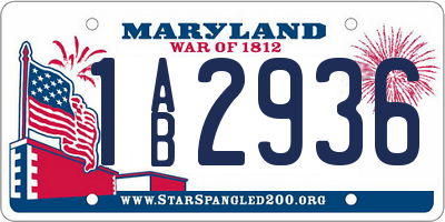 MD license plate 1AB2936
