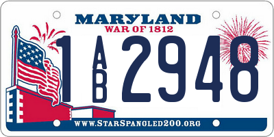 MD license plate 1AB2948