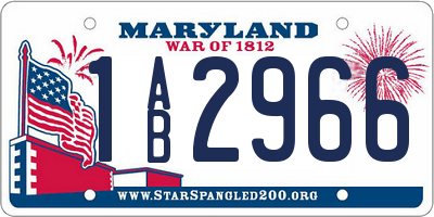MD license plate 1AB2966