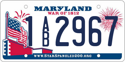 MD license plate 1AB2967