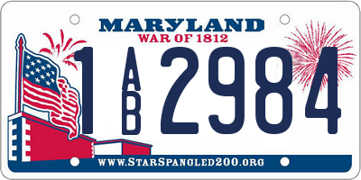 MD license plate 1AB2984