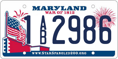 MD license plate 1AB2986