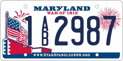 MD license plate 1AB2987