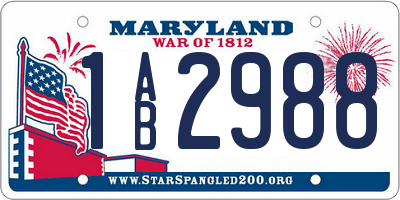 MD license plate 1AB2988
