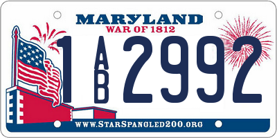 MD license plate 1AB2992
