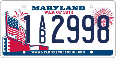 MD license plate 1AB2998