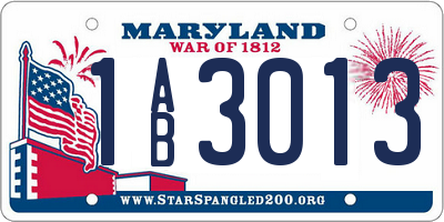 MD license plate 1AB3013