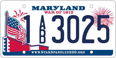 MD license plate 1AB3025
