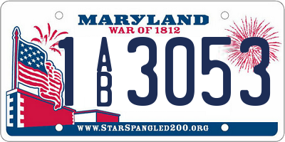 MD license plate 1AB3053