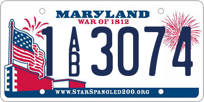 MD license plate 1AB3074