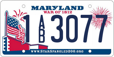 MD license plate 1AB3077