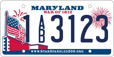 MD license plate 1AB3123