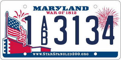 MD license plate 1AB3134