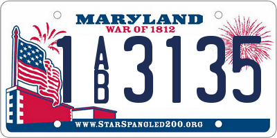 MD license plate 1AB3135