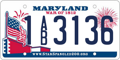 MD license plate 1AB3136