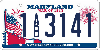 MD license plate 1AB3141