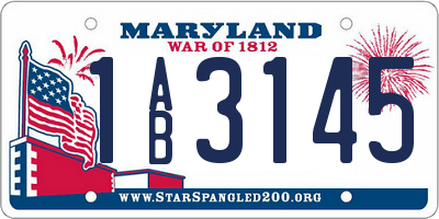 MD license plate 1AB3145