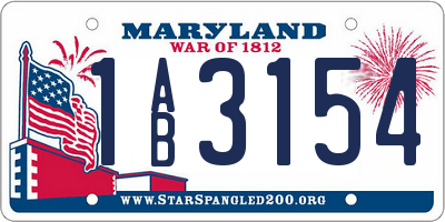 MD license plate 1AB3154