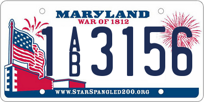 MD license plate 1AB3156
