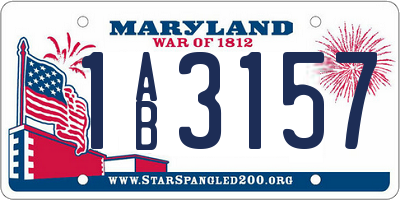 MD license plate 1AB3157