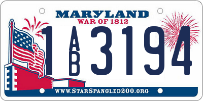 MD license plate 1AB3194