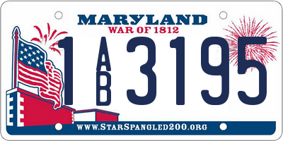 MD license plate 1AB3195
