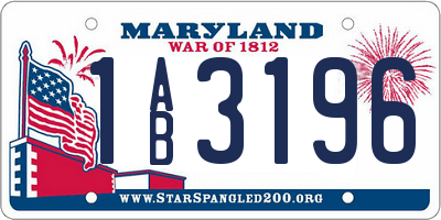 MD license plate 1AB3196