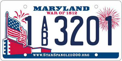 MD license plate 1AB3201
