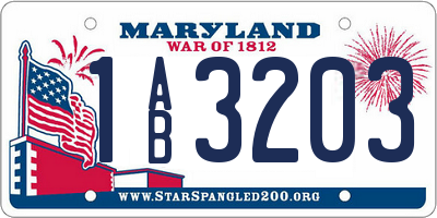 MD license plate 1AB3203
