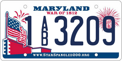 MD license plate 1AB3209