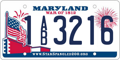 MD license plate 1AB3216