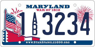 MD license plate 1AB3234