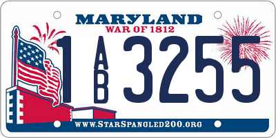 MD license plate 1AB3255