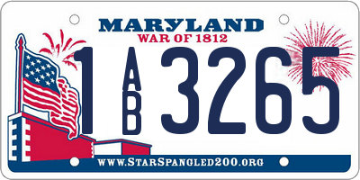 MD license plate 1AB3265