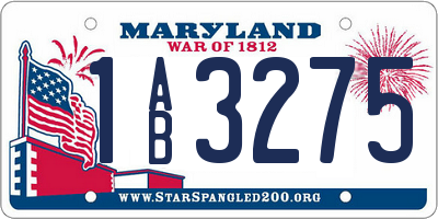 MD license plate 1AB3275